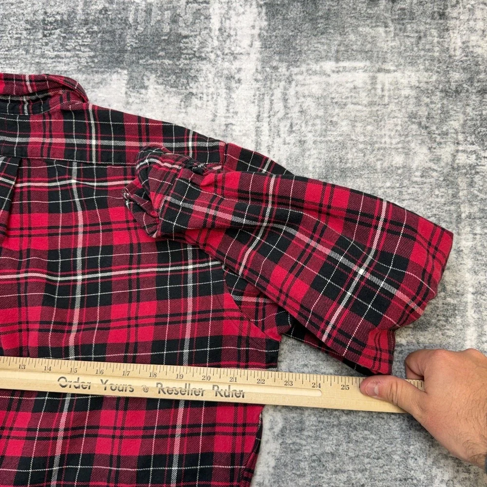 VTG Polo Ralph Lauren Shirt Mens Medium Red Tartan Plaid Heavy Cotton Flannel
